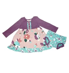 Matilda Jane Baby Blossom Dress 12-18 M Girls Purple Pink Floral + Diaper Cover - Picture 1 of 5