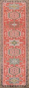 Runner Rug 3x10 ft.Coral/Pink Red Heriz Serapi Indian Hand-knotted Hallway Rug 