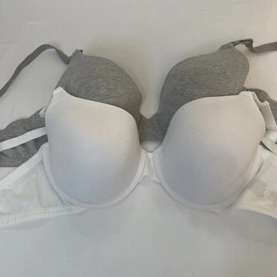2 Fruit of the Loom Women's T-Shirt Bra’s Style FT797PK Size 38C Gray & White - Image 1 of 4