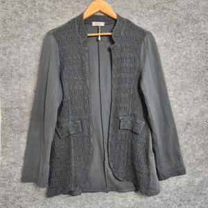 Imagine Fashion Italy Cardigan Jacket Womens Size M Grey Textured Cotton Open - Picture 1 of 9