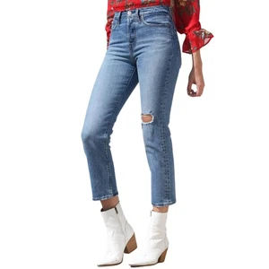 Levis Jeans Wedgie Straight Damen Größe 25 Medium Wash Ankle Lightly Distressed - Bild 1 von 7