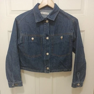 Chaqueta Denim Recortada Juniors Zara Ligera Lavado Oscuro Bolsillos Profundos Talla 11/12 Foto 1 de 4