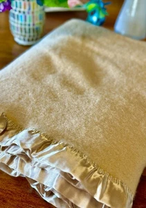 100% Pure Wool Blanket Soft Brown Camel Warm Woollen Throw Rug 210cm X 170cm - Picture 1 of 22