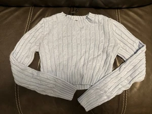 Divided Womens H&M Solid Cropped Sweater Size XS Light Blue - Picture 1 of 7