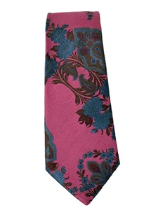 Corbata Inglaterra Turnbull & Asser Rosa Floral Seda Algodón Nueva Sin Etiquetas - Imagen 1 de 4