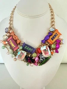 NWT Betsey Johnson Halloween Candy Glow In Dark Statement Necklace Retail $148 - Picture 1 of 7