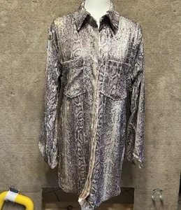Ellae Lisque Women’s Size XXL Sequin Snakeskin Print Button Down Shirtdress - Picture 1 of 12