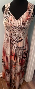 Fresh of La Women Sz 1X Tropical V-Neck Stretchy Sleeveless Maxi Dress - Picture 1 of 17