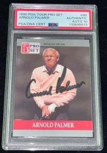 Arnold Palmer Signed 1990 Pro Set Golf #80 Rookie Card HOF (RC) PSA 10 auto - Picture 1 of 4