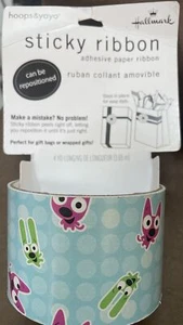 HALLMARK HOOPS & YO-YO STICKY RIBBON ADHESIVE PAPER RIBBON 4YDS LONG SUPER CUTE! - Picture 1 of 3