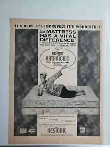 Materasso Restonic Vintage 1963 Stampa Pubblicità Ephemera Decorazione Arte Parete - Foto 1 di 1