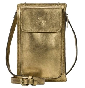 Patricia Nash Chiavella Leder Handy Umhängetasche Geldbörse RFID - Antik Gold - Neu mit Etikett - Bild 1 von 7