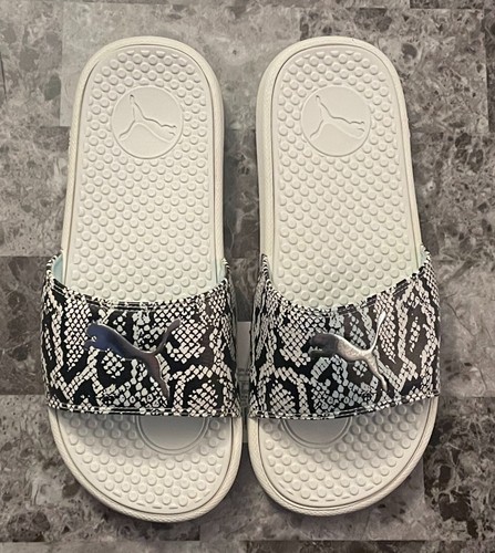 SCARPE SANDALI PUMA COOL CAT SNAKE PYTHON ARGENTO SLIP ON CINTURINO SINGOLO NUOVE CON ETICHETTE