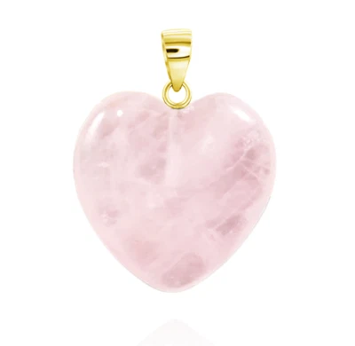 Colgante Corazón Cuarzo Rosa Oro Amarillo 14K 1 pulgada Gota 14 16 18 20" Cadena Cuerda 14k Foto 1 de 4