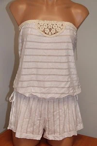 NWT Lucky Brand Swimsuit Bikini Cover Up Romper Size M L Strapless WHT - Picture 1 of 5