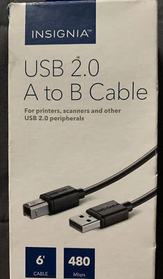 6' Insignia USB 2.0 A to B Cable Printers Scanner and other Peripherals 480MBPS - Image 1 of 2