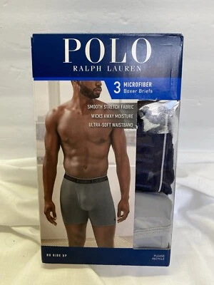 Polo Ralph Lauren masculina grande pacote com 3. Cuecas boxer clássicas de microfibra lisas - Imagem 1 de 4