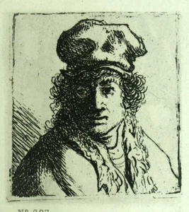 AUTOPORTRAIT DE Rembrandt AU BONNET gravure eau forte de Rembrandt de 1880 - Picture 1 of 2