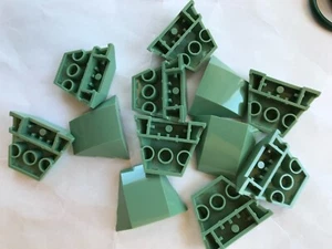 LEGO -NEW-#64225-SAND GREEN-WEDGE 4 X 3 NO STUDS -15 PIECES - Picture 1 of 1