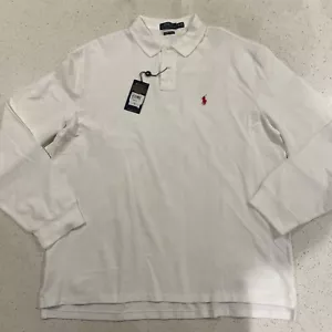 Polo Ralph Lauren Blanco Manga Larga Polo Ajuste Personalizado XXL NUEVO CON ETIQUETAS - Imagen 1 de 5