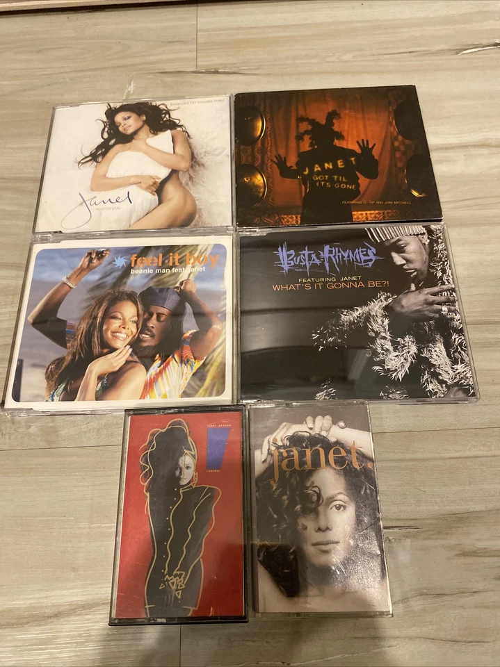 Janet Jackson 4 Import CD & 2 Cassette LOT All For You Feel It Boy Control Janet - Image 1 of 4
