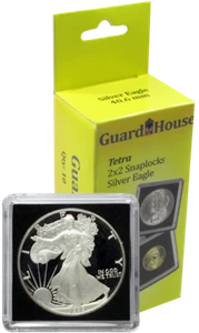 5 Guardhouse Tetra 2x2 Coin Holder Snap Capsule 40mm American Silver Eagle Case - Imagen 1 de 1