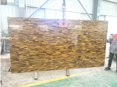 Increíble mesa de losa de piedra de ojo de tigre amarillo mesas de piedra de ojo de tigre Foto 1 de 4