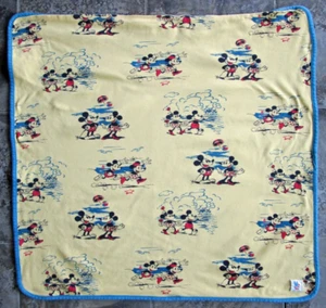 Disney Junk Food Baby Blanket Mickey Minnie Mouse Yellow Blue Retro Beach Cotton - Picture 1 of 7