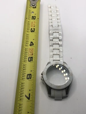 Michael Kors Watch Parts White Ceramic Crystal Case 40mm Band 18mm PJ14 - Image 1 of 4