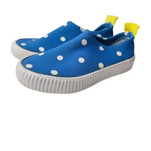 Mini Boden Girls Size 8 Canvas Slip On Shoes Blue White Polkadot Water Shoes - Picture 1 of 7