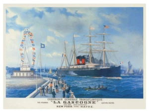 French Line La Gascogne ca. 1891 poster  9 x 12 - Picture 1 of 4