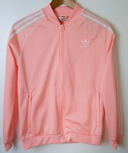 Adidas Juniors SST Track Top Size L Coral/White Training Jacket Full Zip Pockets