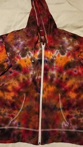 Ladies Extra Large Tie Dye long sleeve lightweight zip hoodie blend of red orang - Picture 1 of 7