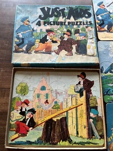 Just Kids 4 Jigsaw Puzzles 1932 King Features Boarded & Wrapped - Picture 1 of 4