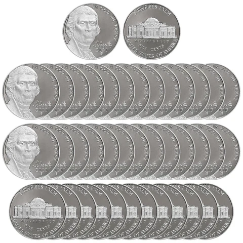 2010 S Jefferson Nickel Gem Deep Cameo Proof Roll 40 US Coins Cover