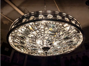 THE BLINGINATOR 24" LED Fat Bike Wheel Leaded Crystal Chandelier 960w Equiv. - Picture 1 of 5