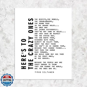 Arte de pared motivacional "Here's to the Crazy Ones, the Misfits" Rob Siltanen Pr - Imagen 1 de 5