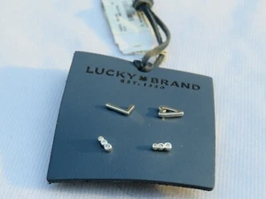 Glücksmarke 2 Paar silberfarbene Ohrstecker - Neu - Bild 1 von 1