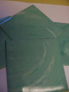 1pc VINTAGE PLASTIC TILE BLUE GREEN marble 4 1/4" POLYSTYRENE bathroom AQUA wall - Picture 1 of 4