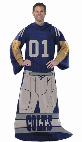 Indianapolis Colts Comfy Throw Blanket With Sleeves Player Uniform Fleece Snuggy Cover