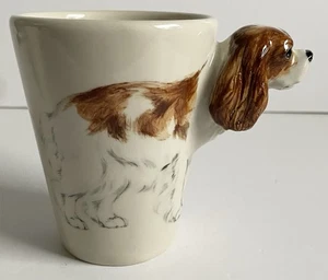 BLUE WITCH CAVALIER KING CHARLES SPANIEL STONEWARE MUG 3D DOG HEAD SHOT HANDMADE - Picture 1 of 13