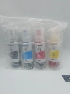 Paquete de 4 botellas de tinta originales Epson 522 para ET-2720/2400/2800/4700 - Imagen 1 de 6