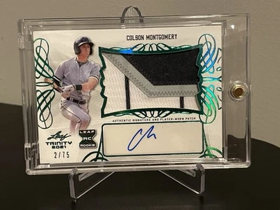 2021 Leaf Trinity Colson Montgomery Rookie XRC Green Patch Auto /75 RC - Image 1 of 2