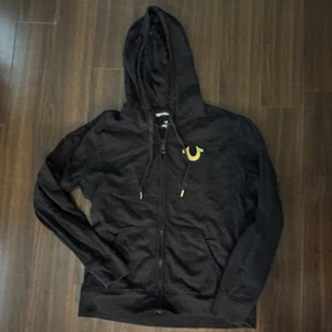 Sudadera con Capucha True Religion Para Hombre Grande Negra Cremallera Completa Logotipo Gira Mundial Algodón - Imagen 1 de 7
