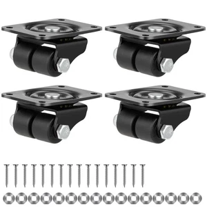1 Inch Caster Wheels Set of 4 Heavy Duty Low Profile Plate Swivel Casters Pre... - Picture 1 of 7