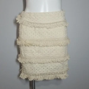 Anthropologie HD in Paris Cream Fringe Skirt size 6 - Picture 1 of 8