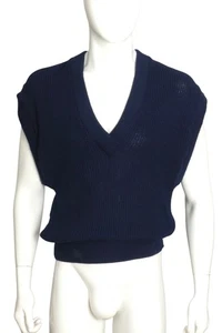 PIERRE CARDIN - 1980s Blue Knit Sweater Vest, Size Medium - Picture 1 of 5