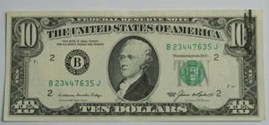 SN781 $10 Dollar Bill Ink Error Smear Spill Serial No. B23447635J - Picture 1 of 3