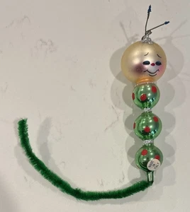 RARE VINTAGE DE CARLINI CATERPILLAR BUG INSECT ITALIAN BLOWN GLASS ORNAMENT - Picture 1 of 8