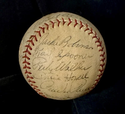 1955 WS Champion Brooklyn Dodgers Signed Baseball. Jackie Robinson. PSA, Beckett - Image 1 of 4